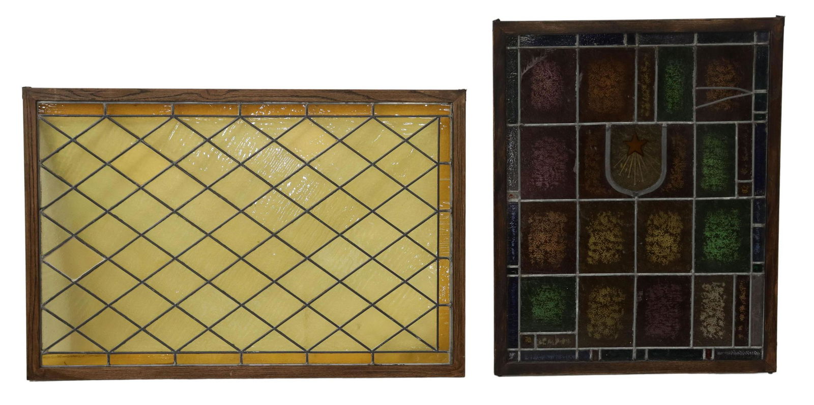 (2) ARCHITECTURAL STAINED & LEADED GLASS WINDOWS (1 of 2)