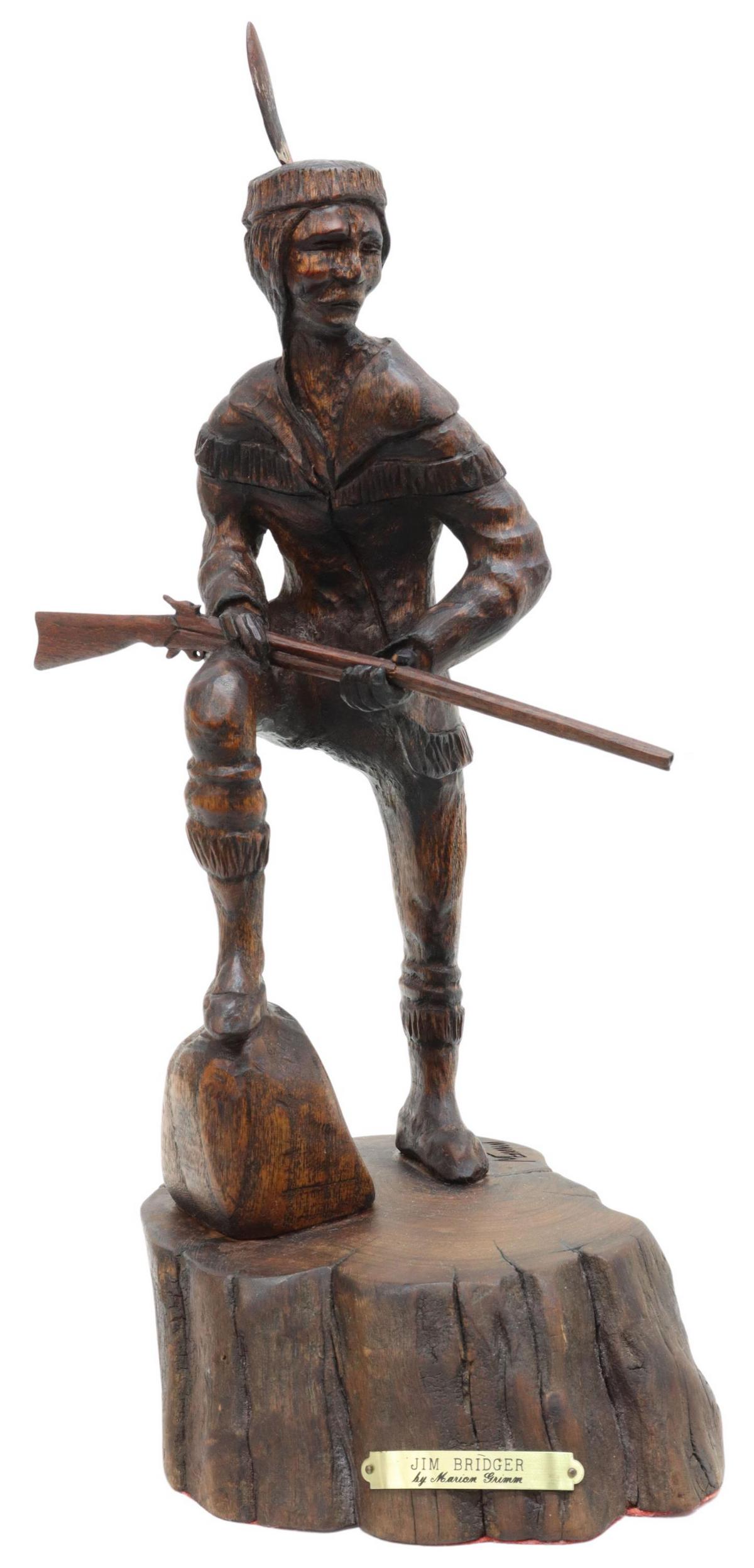 MARION S. GRIMM (CHEROKEE) JIM BRIDGER CARVED WOOD (1 of 4)