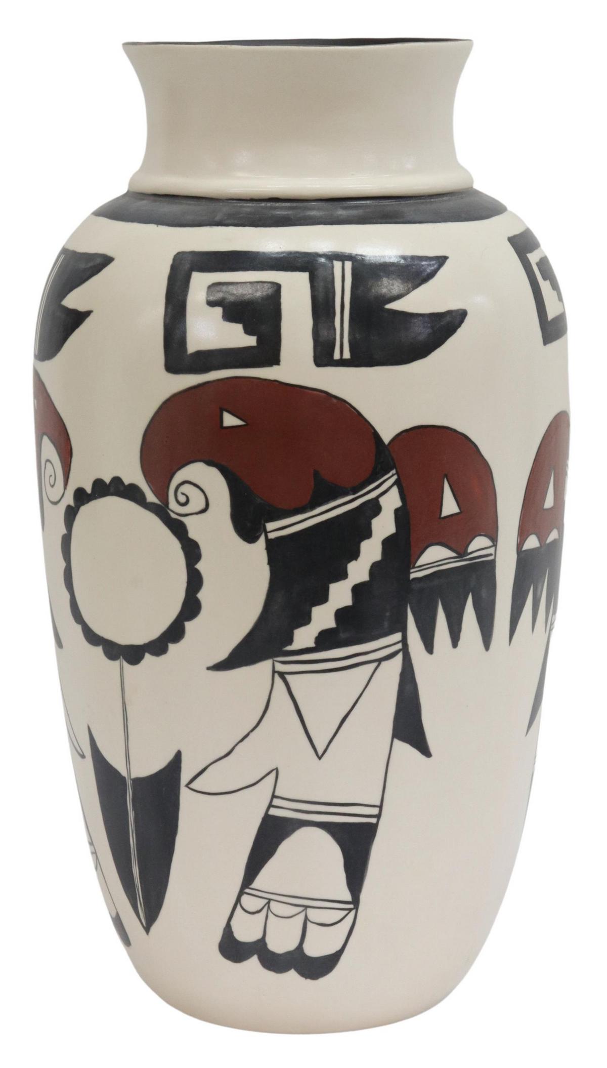NAMPEYO STYLE POLYCHROME CERAMIC VASE, 1976 (1 of 4)