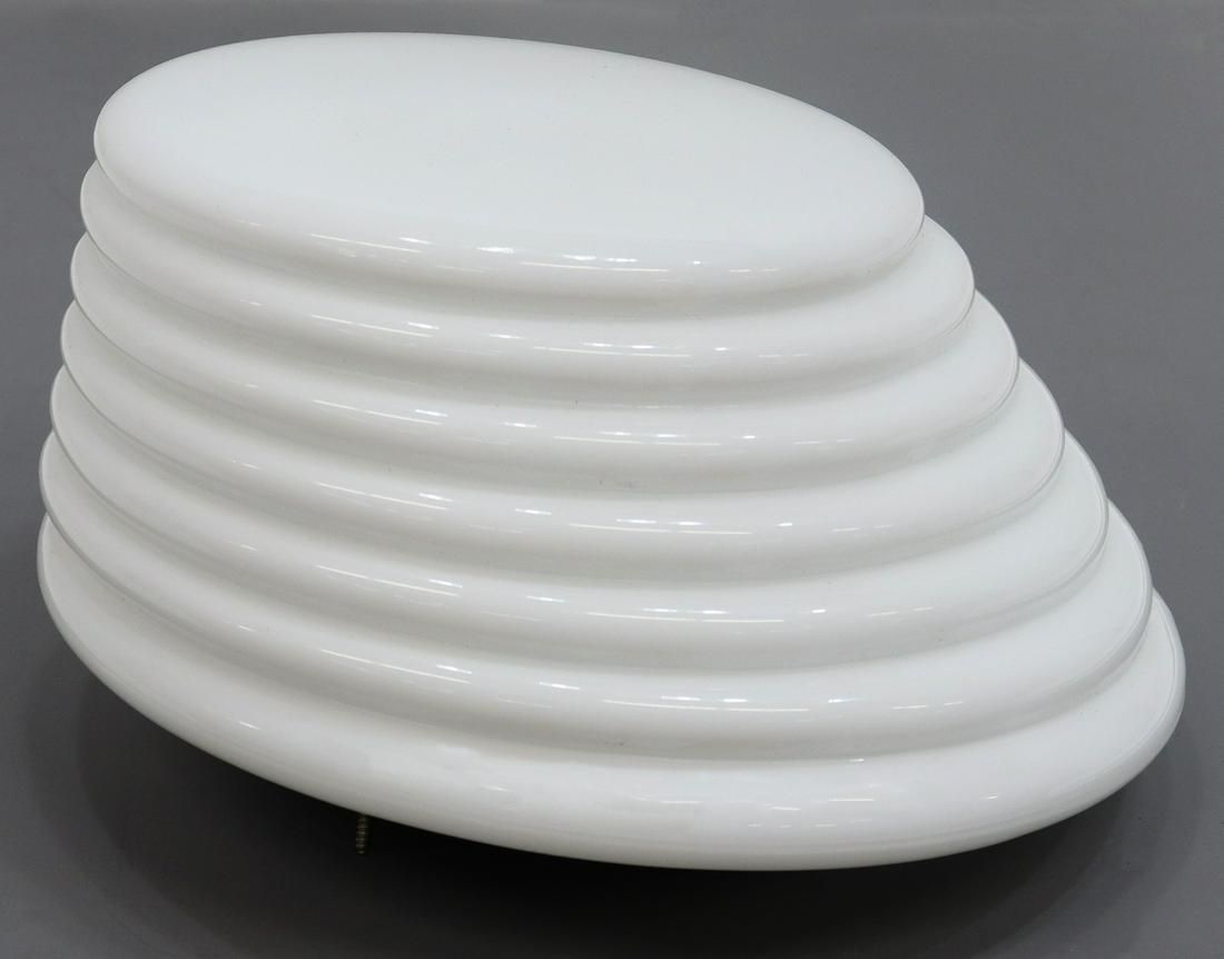 ITALIAN MODERN LEUCOS 'COBAN' MURANO WALL SCONCE: Italian modern "Coban" wall sconce, designed by Roberto Pamio (Italian, b.1937) and Renato Toso (Italian, b.1940) for Leucos, c.1970s-1980s, white glass shade, in need of wiring, approx 6.5"h, 11"diam