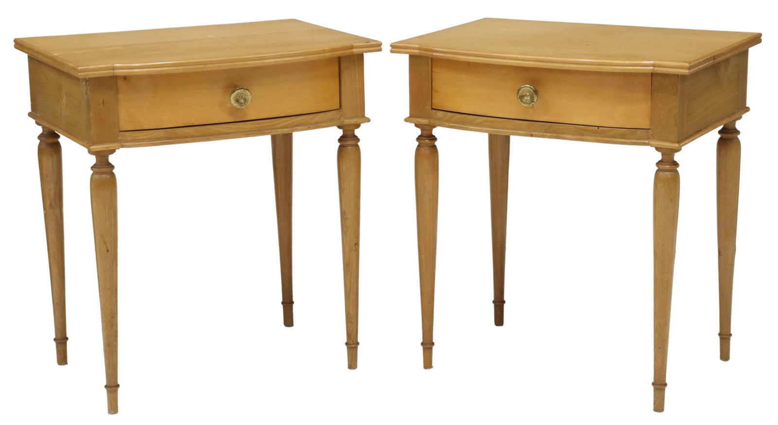 (2) FRENCH MAPLE BEDSIDE TABLES NIGHTSTANDS Barnebys