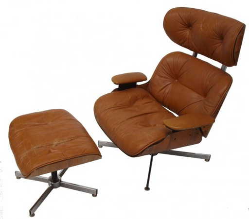 Plycraft Eames Style Lounge Chair Ottoman Brown