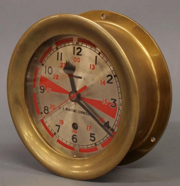 SHIPS RADIO ROOM CLOCK, U.S. MARITIME COMMISSION