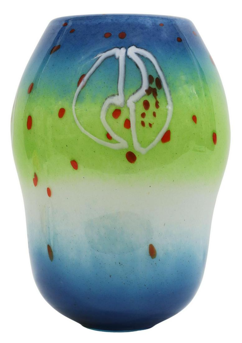 LARGE GLASS NUVO ART GLASS VASE, 13.75"H (1 of 4)