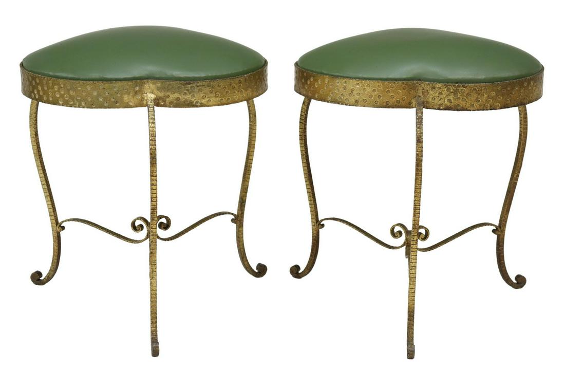(2) PIER LUIGI COLLI MID-CENTURY GILT IRON STOOLS (1 of 4)