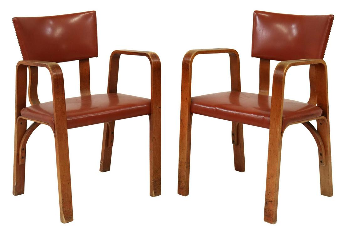 (2) THONET MID-CENTURY MODERN BENTWOOD ARMCHAIRS (1 of 4)