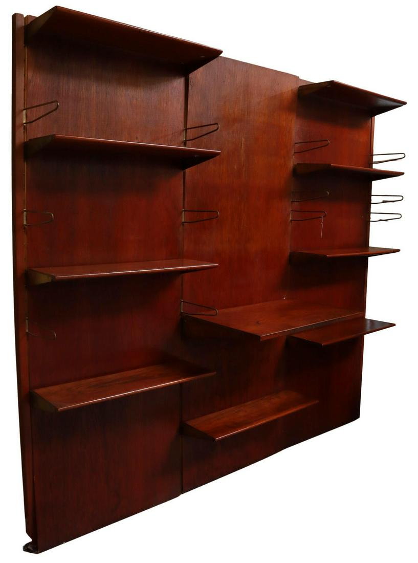ITALIAN MID-CENTURY TEAK WALL-MOUNTED BOOKCASE (1 of 2)