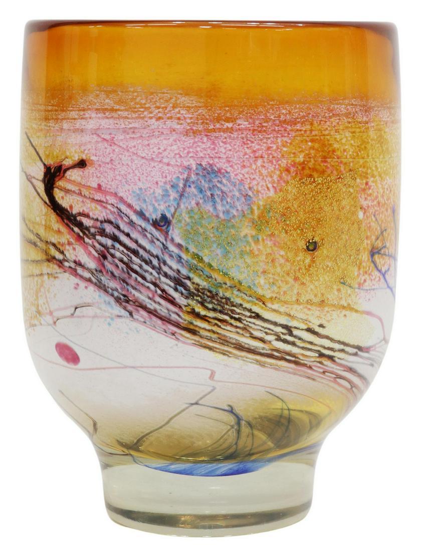 LARGE EARL O. JAMES STUDIO ART GLASS VASE (1 of 4)