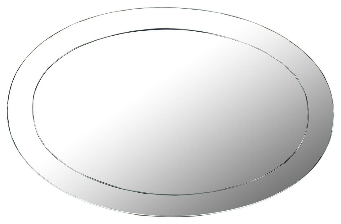 ITALIAN MODERN GLASS FRAMED OVAL WALL MIRROR (1 of 3)