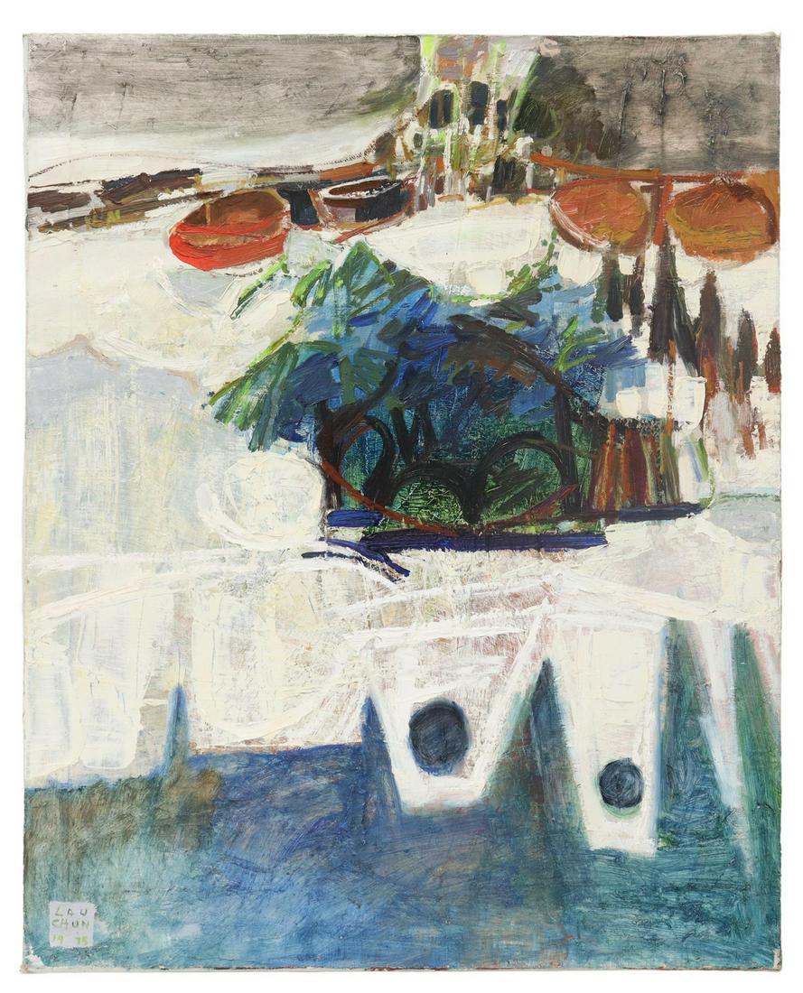 LAU CHUN (B.1942) ABSTRACT PAINTING, 30" X 24" (1 of 3)