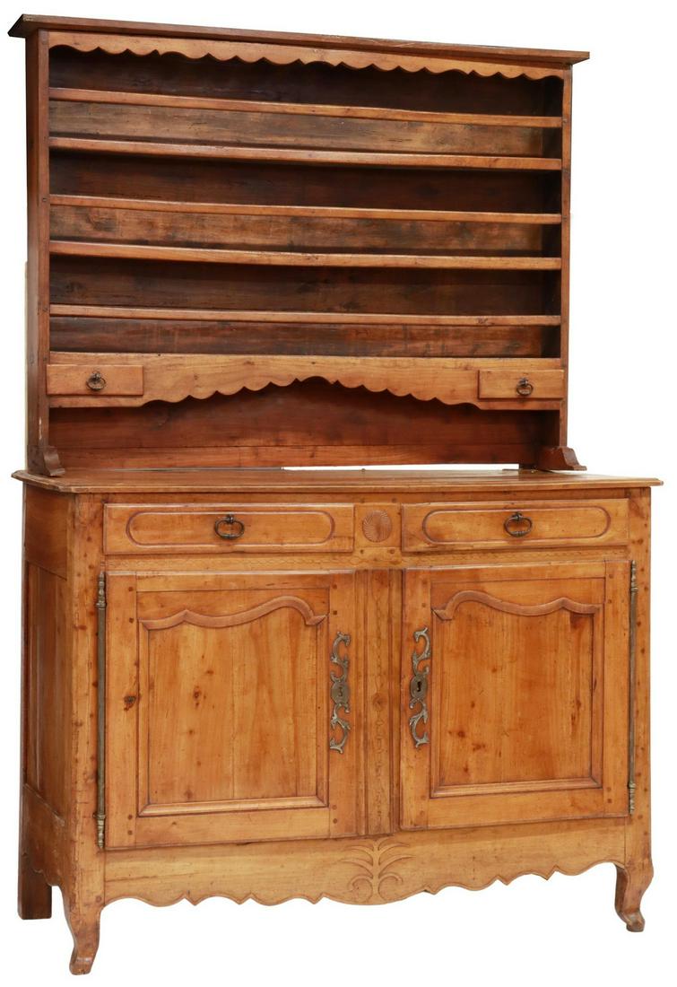 FRENCH PROVINCIAL FRUITWOOD VAISSELIER, 19TH C. (1 of 6)