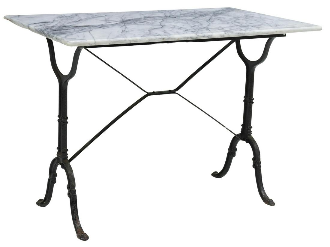 FRENCH MARBLE-TOP CAST IRON BISTRO TABLE (1 of 4)