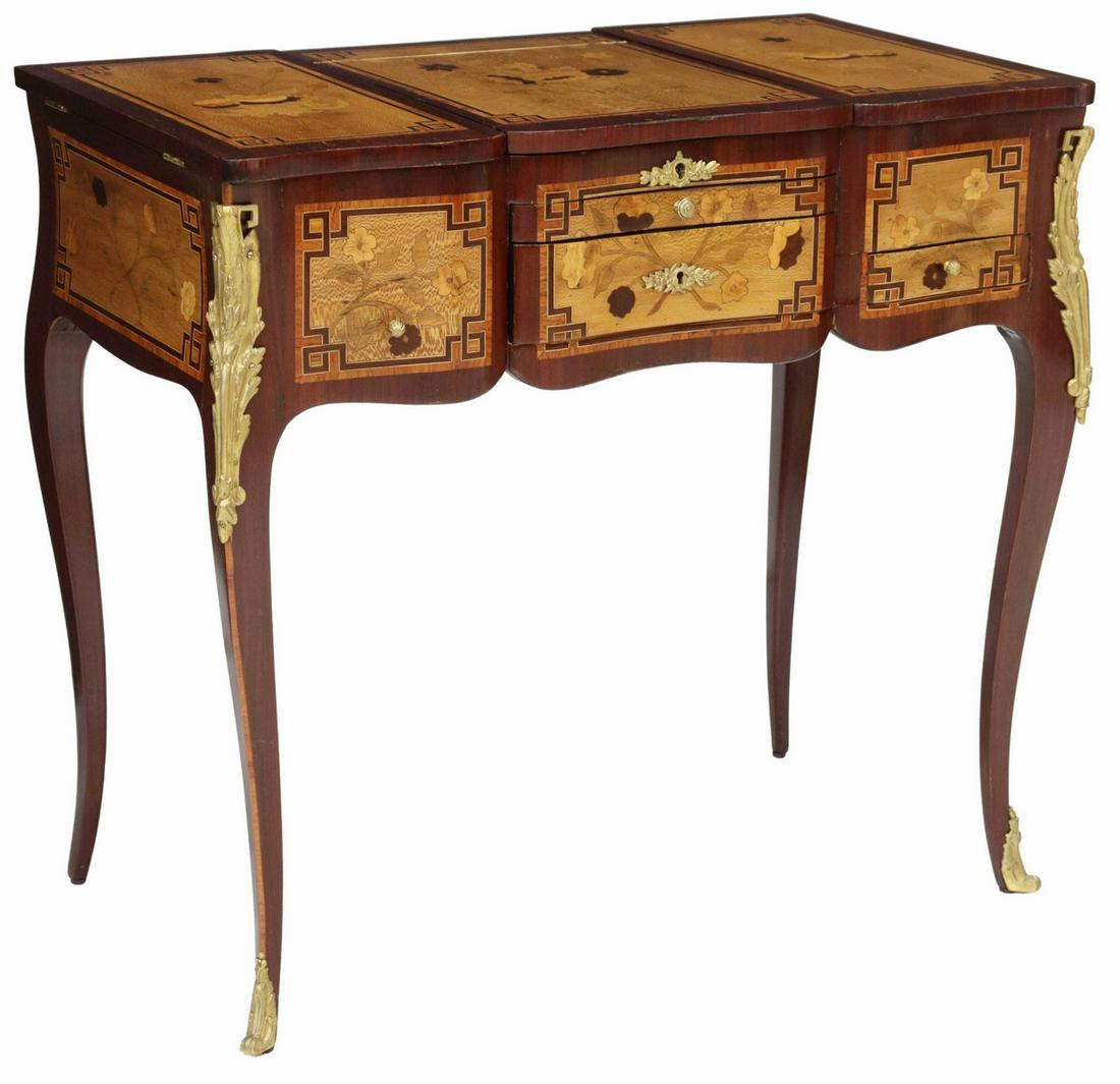 FRENCH LOUIS XV STYLE MARQUETRY POUDRE TABLE (1 of 7)