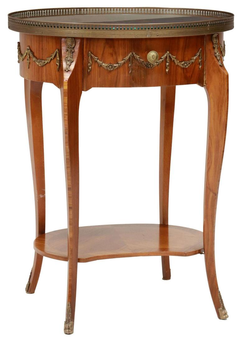 FRENCH LOUIS XV STYLE MARQUETRY OVAL SIDE TABLE (1 of 5)