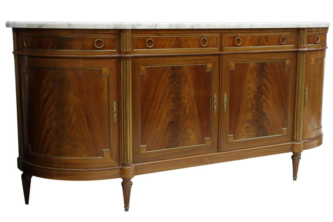 LOUIS XVI STYLE MARBLE-TOP MAHOGANY SIDEBOARD (1 of 6)
