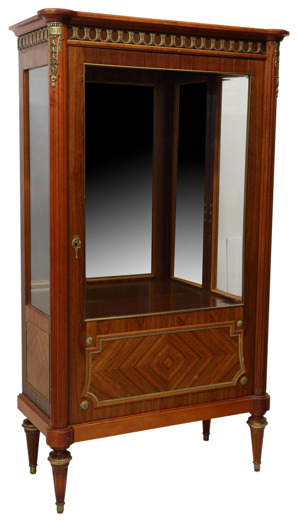 FRENCH LOUIS XVI STYLE MAHOGANY VITRINE (1 of 5)