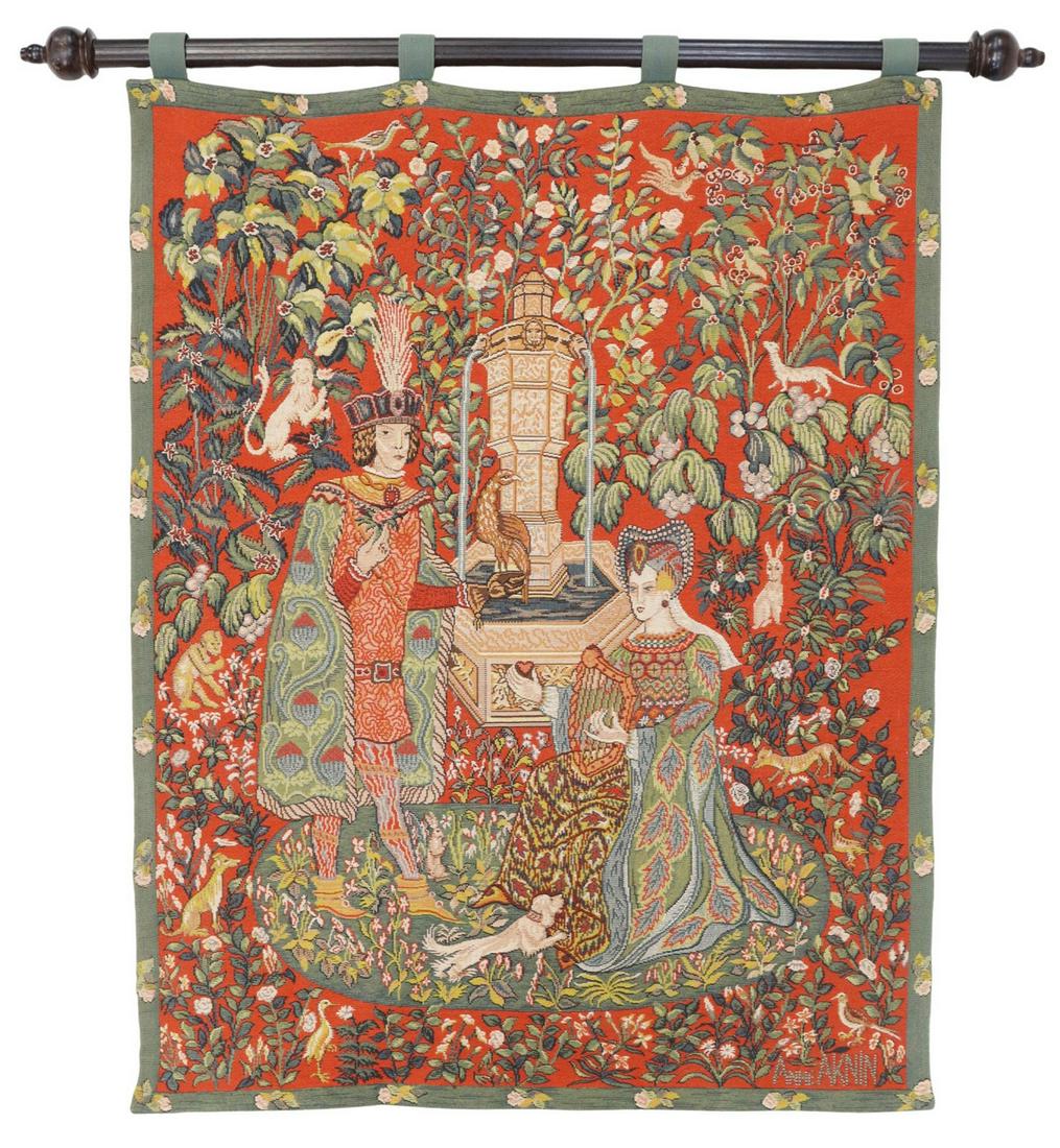 LE ROMAN DE LA ROSE MACHINE-WOVEN WALL TAPESTRY (1 of 4)