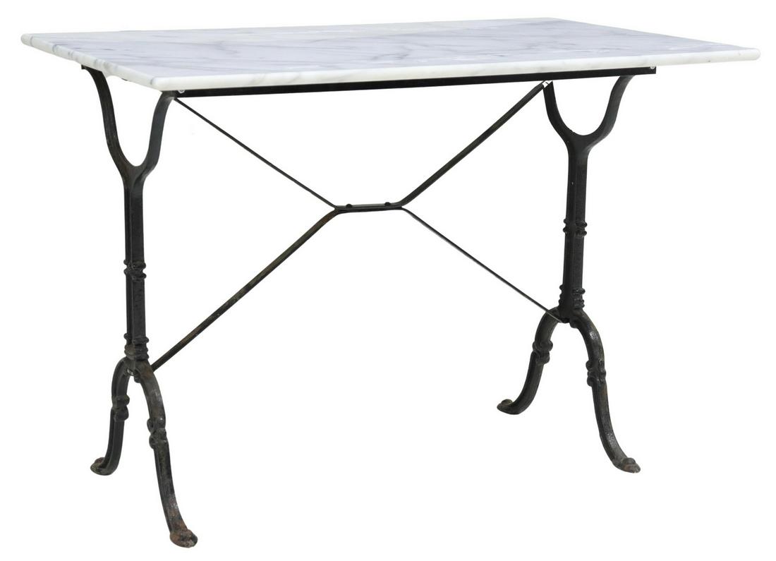 FRENCH MARBLE-TOP CAST IRON BISTRO TABLE (1 of 4)