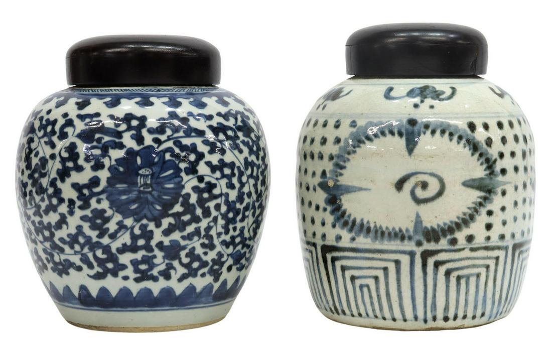(2) CHINESE BLUE & WHITE PORCELAIN GINGER JARS (1 of 3)