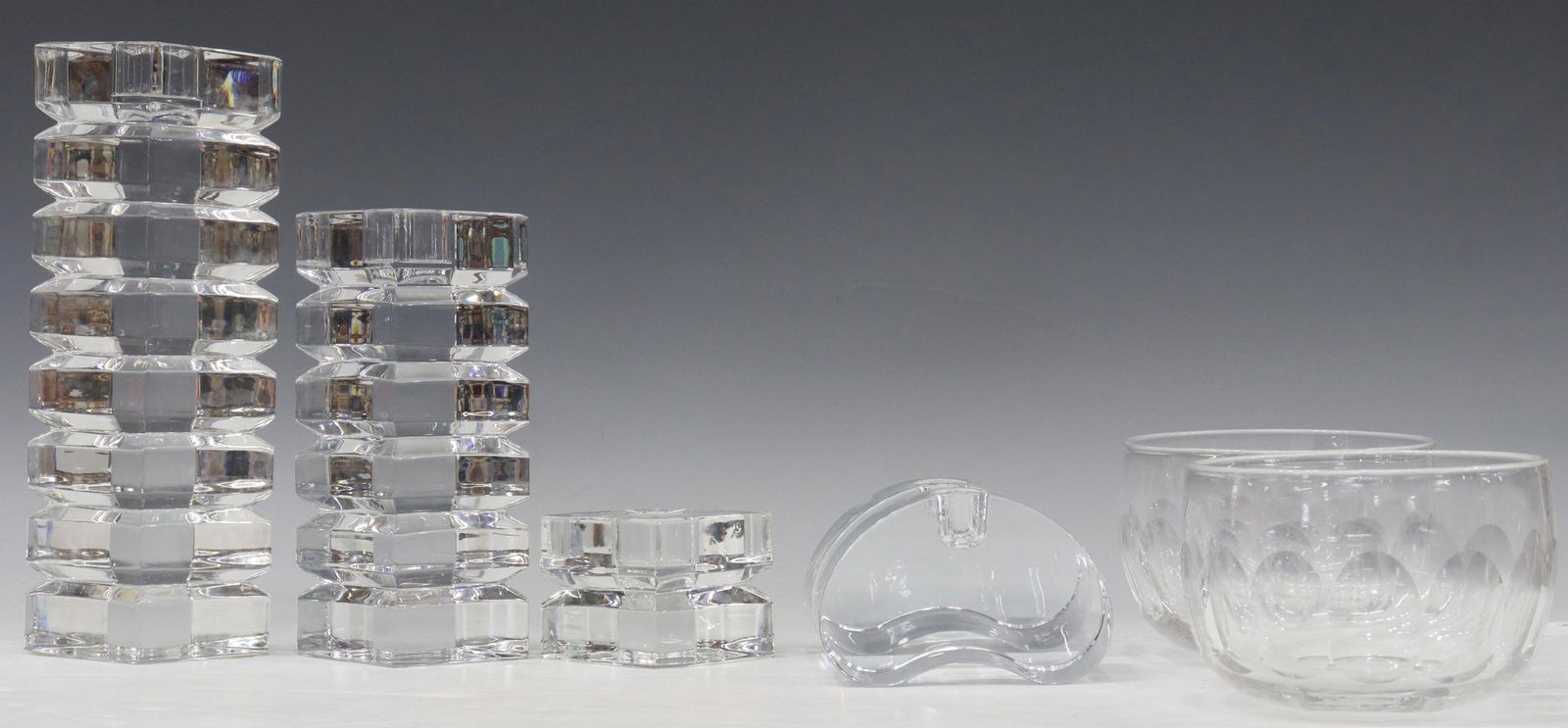 (7) CONTEMPORARY CRYSTAL CANDLESTICKS & BOWLS (1 of 6)