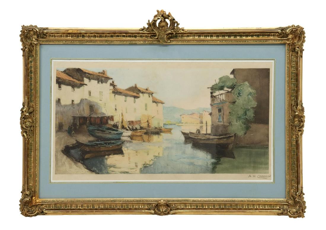 A.H. CHARRON SAINT-TROPEZ PRINT IN GILTWOOD FRAME (1 of 4)