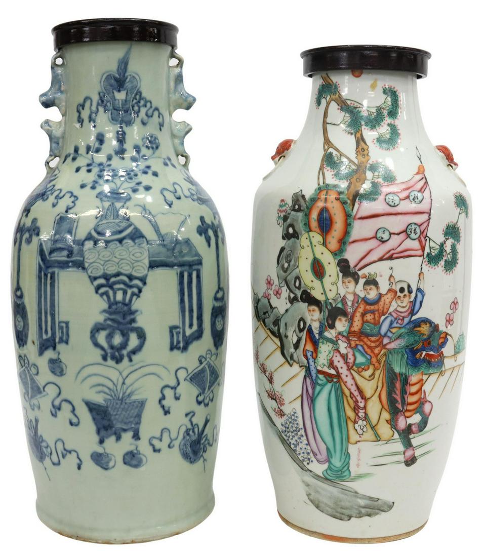 (2) CHINESE BALUSTER-FORM PORCELAIN VASES (1 of 4)