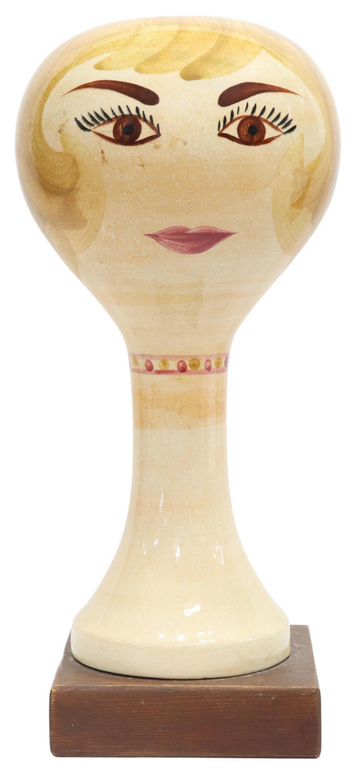 STANGL HAND-PAINTED POTTERY FIGURAL WIG STAND (1 of 4)