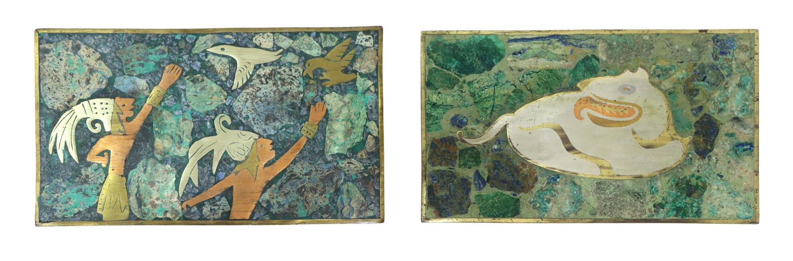 (2) MEXICAN STONE-INLAID MIXED METAL BOXES (1 of 4)