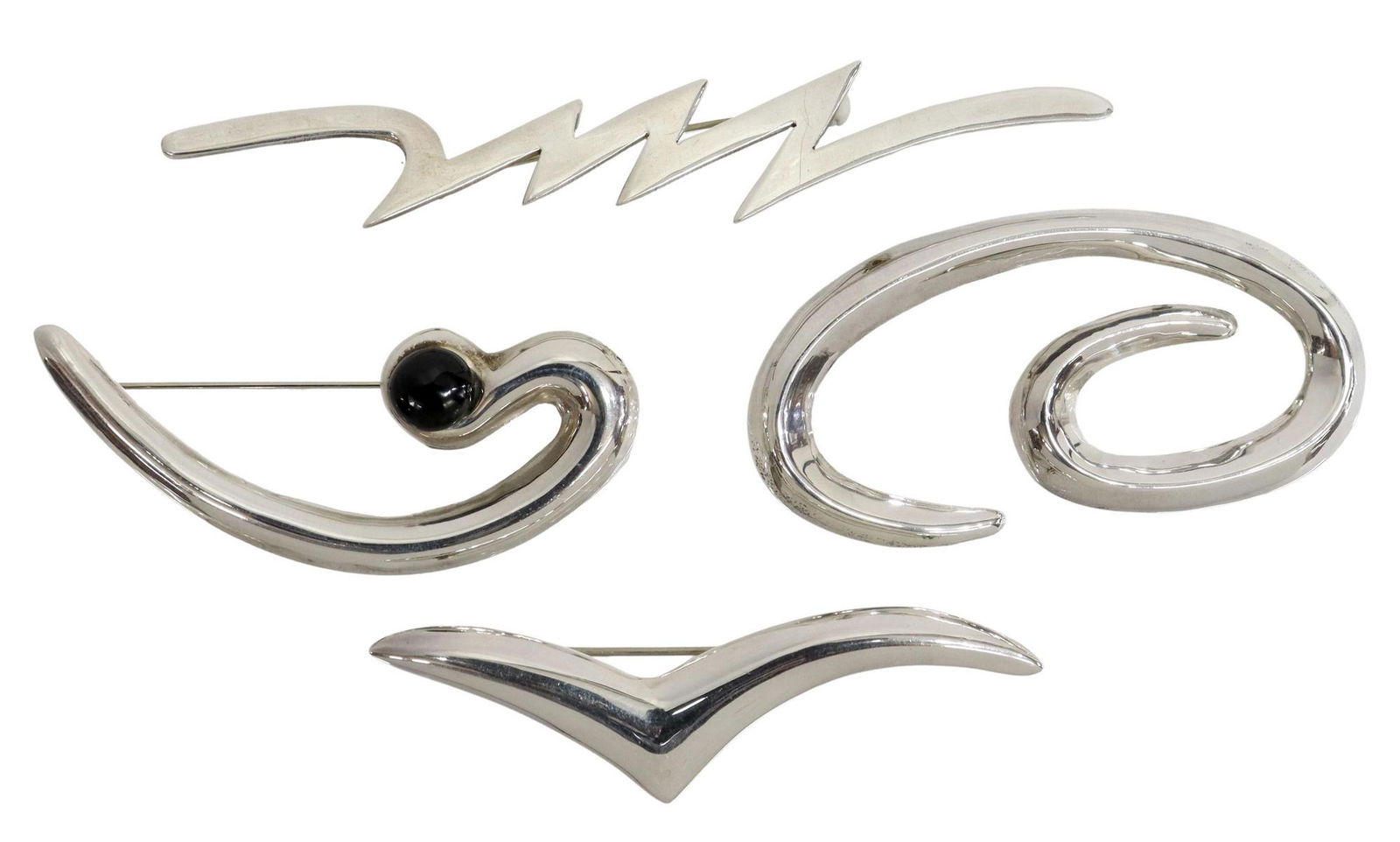 (4) MODERNIST TAXCO MEXICO STERLING BROOCHES (1 of 4)