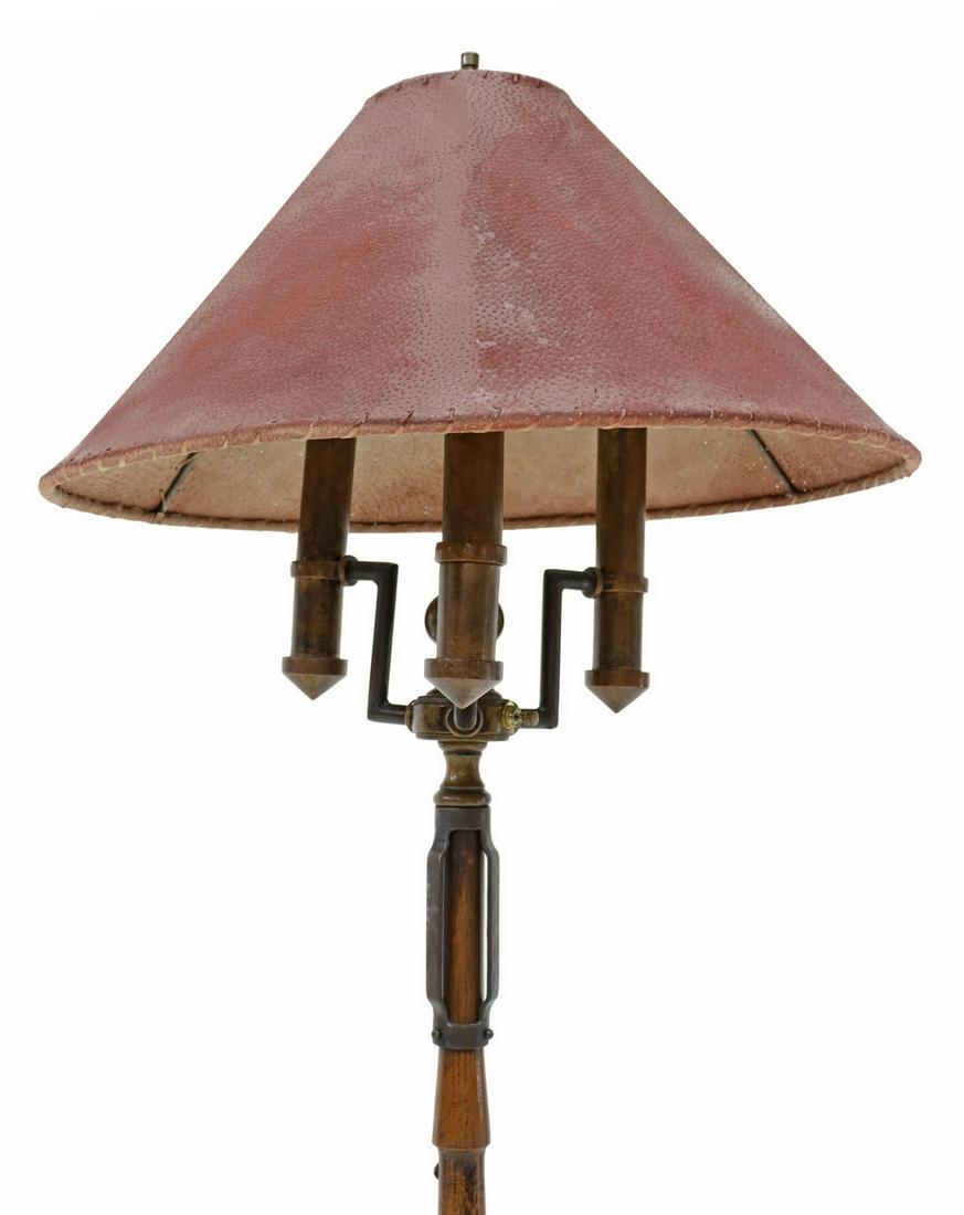 RUSTIC THREE-LIGHT WOOD & METAL FLOOR LAMP (1 of 3)