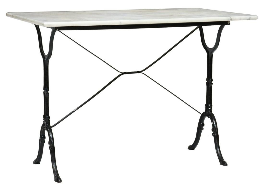 FRENCH MARBLE-TOP CAST IRON BISTRO TABLE (1 of 4)