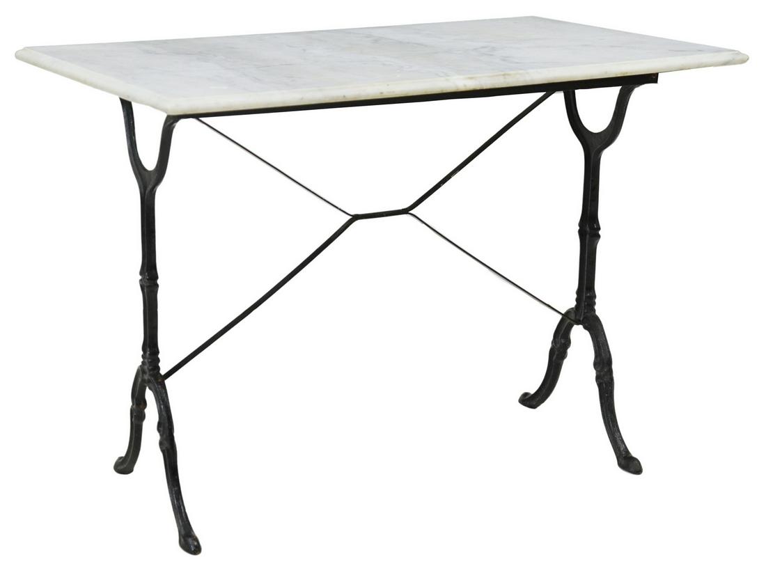 FRENCH MARBLE-TOP CAST IRON BISTRO TABLE (1 of 4)