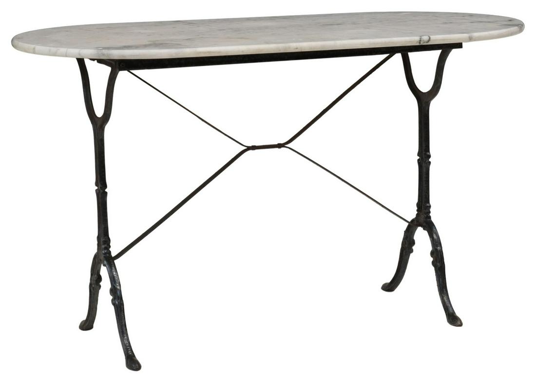 FRENCH MARBLE-TOP CAST IRON BISTRO TABLE (1 of 4)