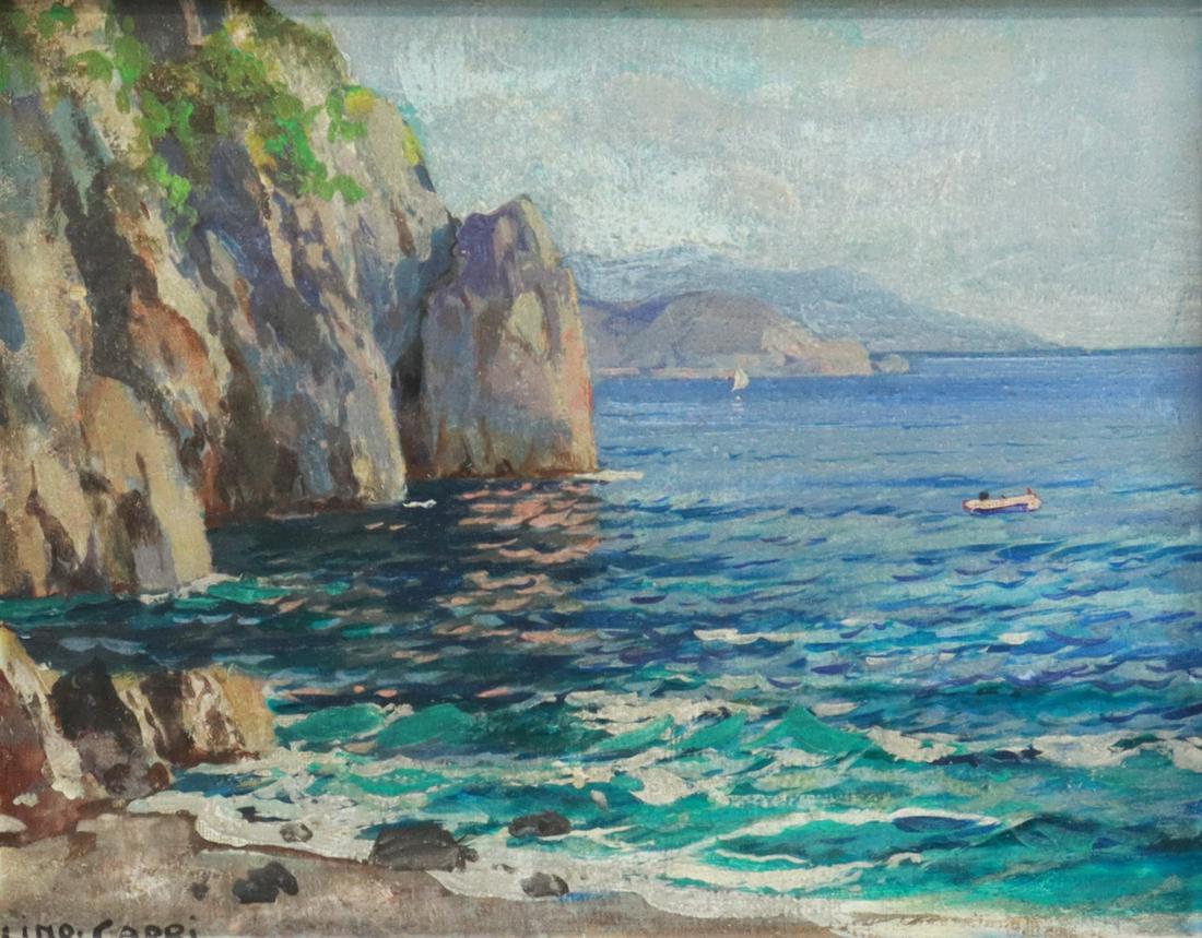 GUSTAVE LINO (1893-1961) CAPRI COASTLINE PAINTING (1 of 4)