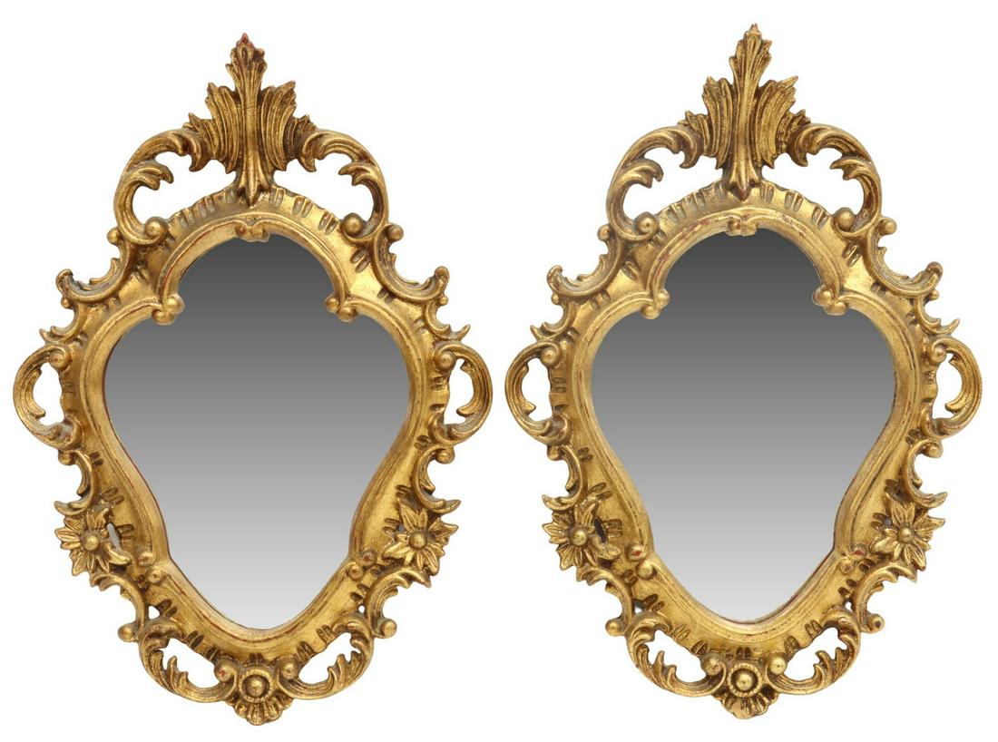 (2) FLORENTINE GILTWOOD CARTOUCHE MIRRORS (1 of 3)