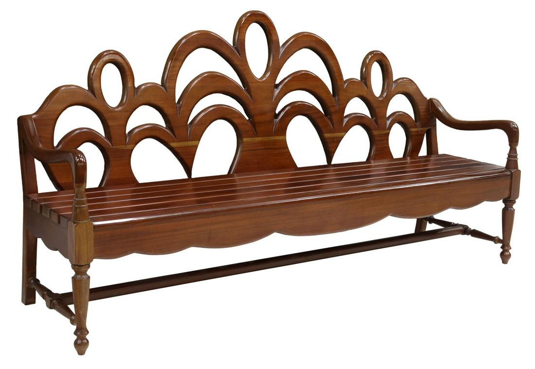 COLONIAL STYLE SOLID MAHOGANY BENCH, TRINIDAD (1 of 3)