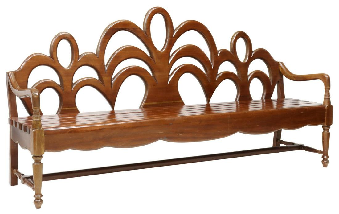 COLONIAL STYLE SOLID MAHOGANY BENCH, TRINIDAD (1 of 3)
