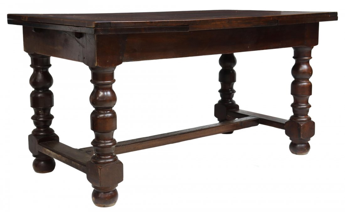 FRENCH PROVINCIAL WALNUT DRAW-LEAF TABLE (1 of 5)