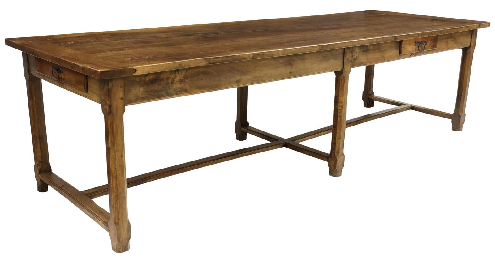 FRENCH PROVINCIAL WALNUT FARMHOUSE TABLE, 114"L (1 of 5)
