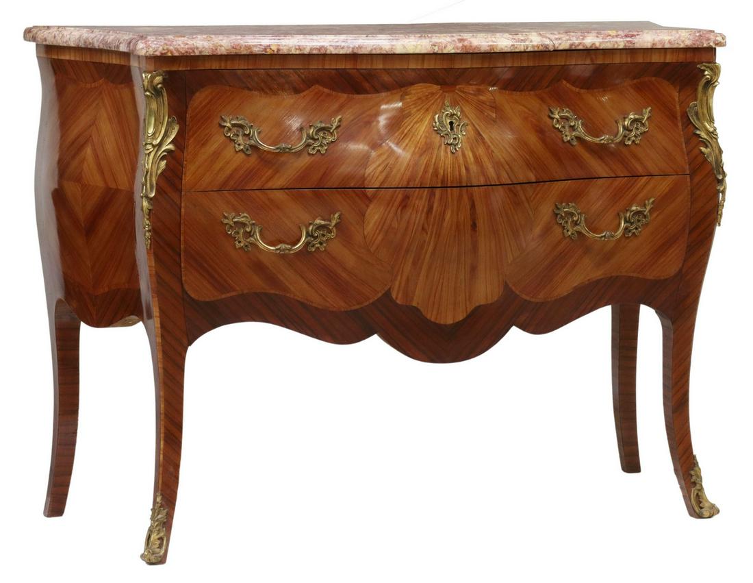 FRENCH LOUIS XV STYLE MARBLE-TOP BOMBE COMMODE (1 of 6)
