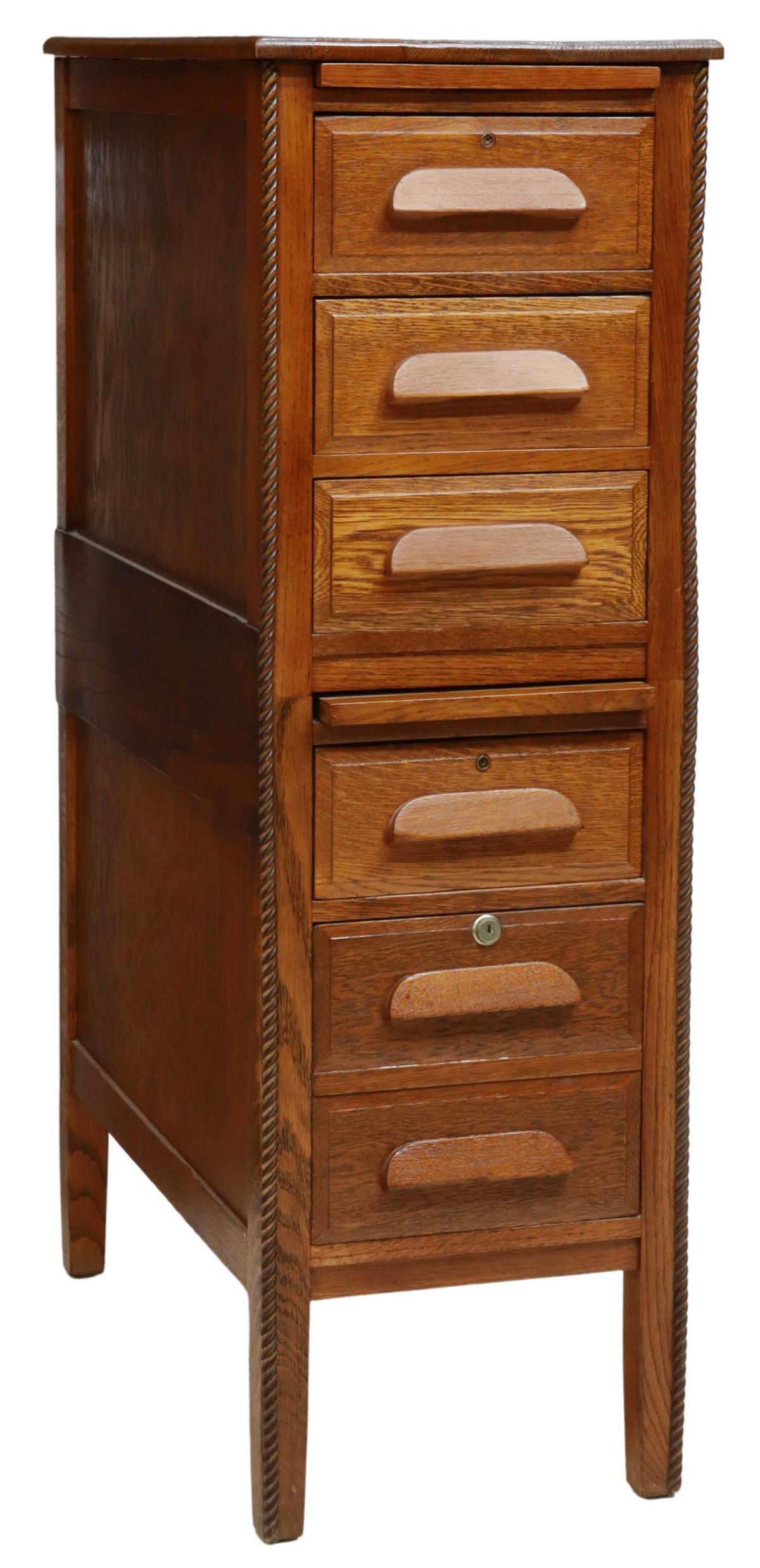 AMERICAN OAK FIVE-DRAWER FILE CABINET (1 of 5)