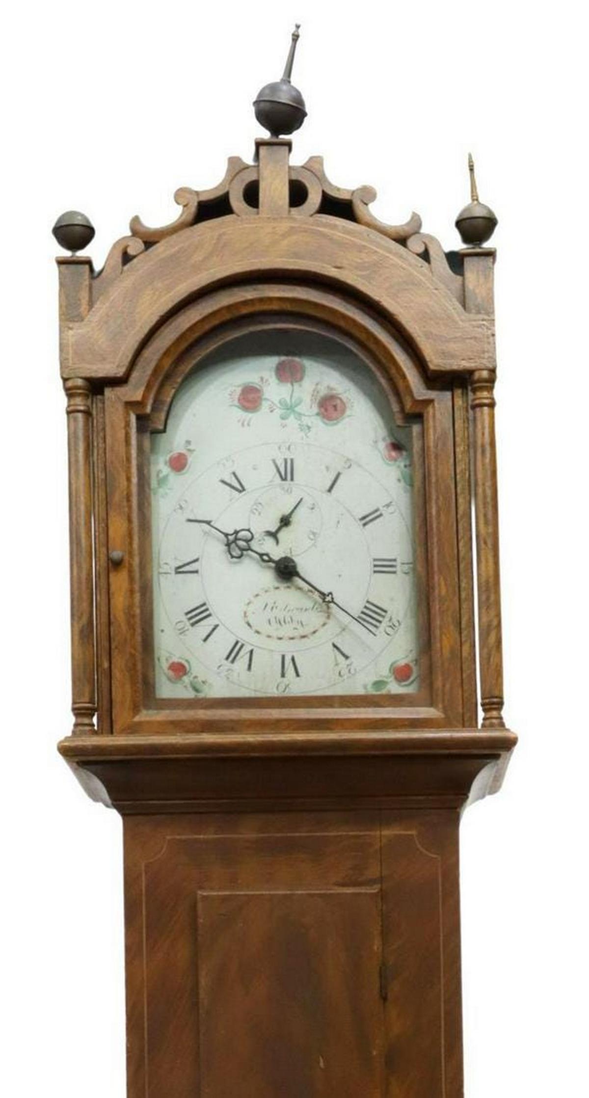 ABRAHAM EDWARDS MASS GRAIN PAINTED TALL CASE CLOCK (1 of 5)