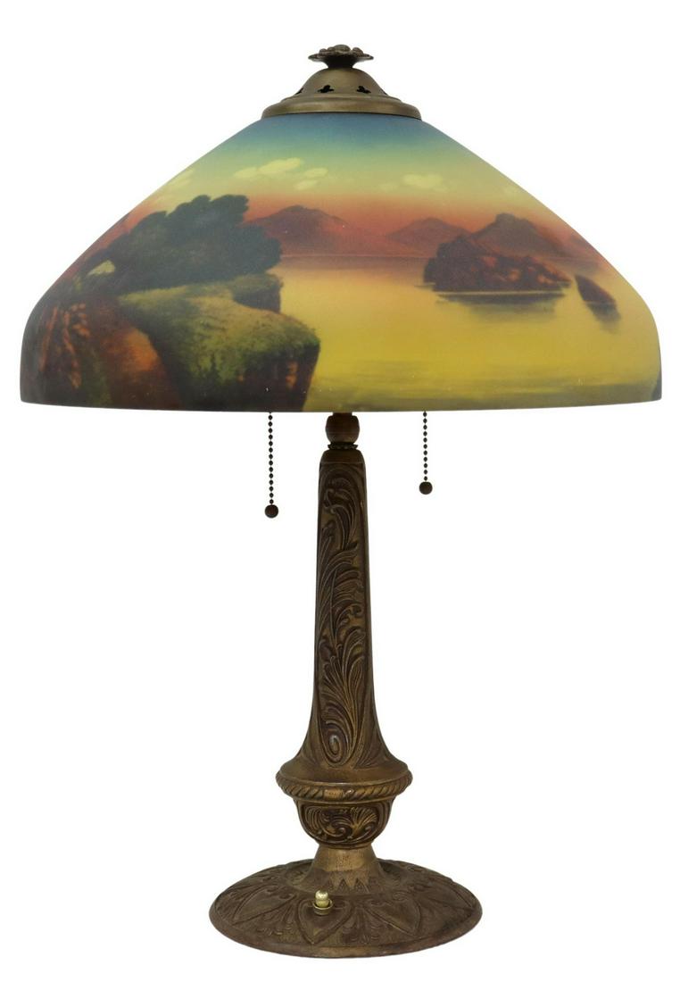 AMERICAN SCENIC REVERSE PAINTED TABLE LAMP (1 of 6)