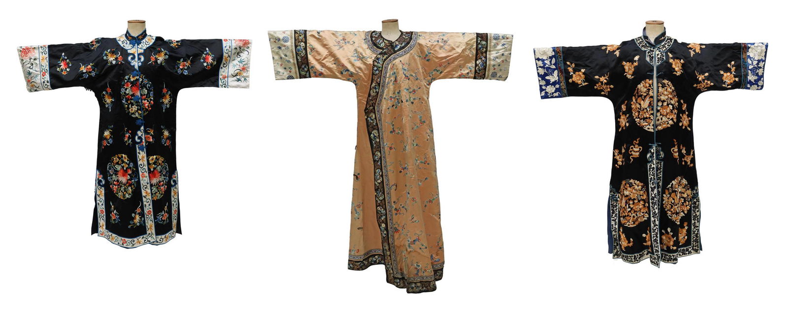 (3) CHINESE EMBROIDERED SILK SEMI-FORMAL ROBES (1 of 8)