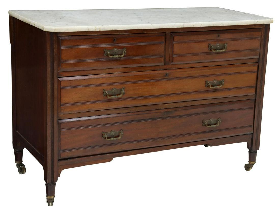 VICTORIAN MARBLE-TOP MAHOGANY WASH STAND COMMODE (1 of 5)
