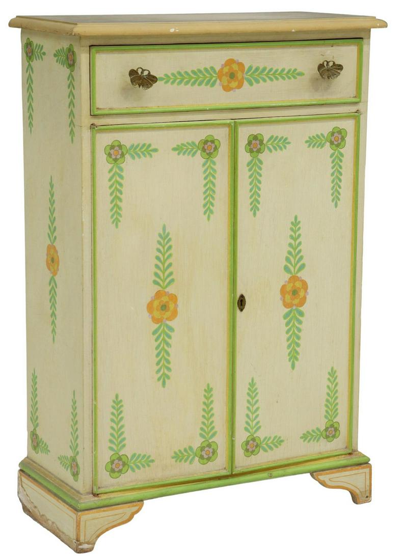 VINTAGE PAINT DECORATED CABINET (1 of 6)