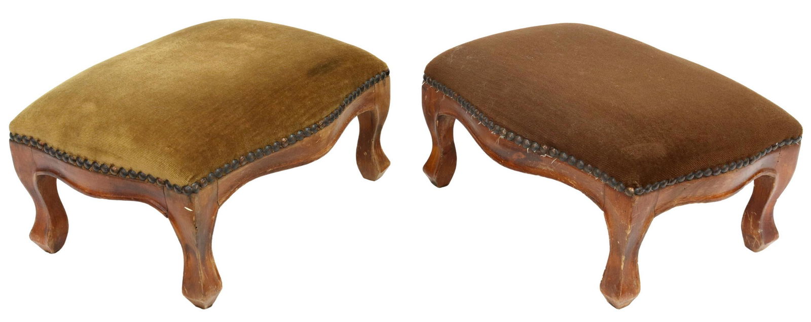 (2) LOUIS XV STYLE UPHOLSTERED FOOTSTOOLS (1 of 4)
