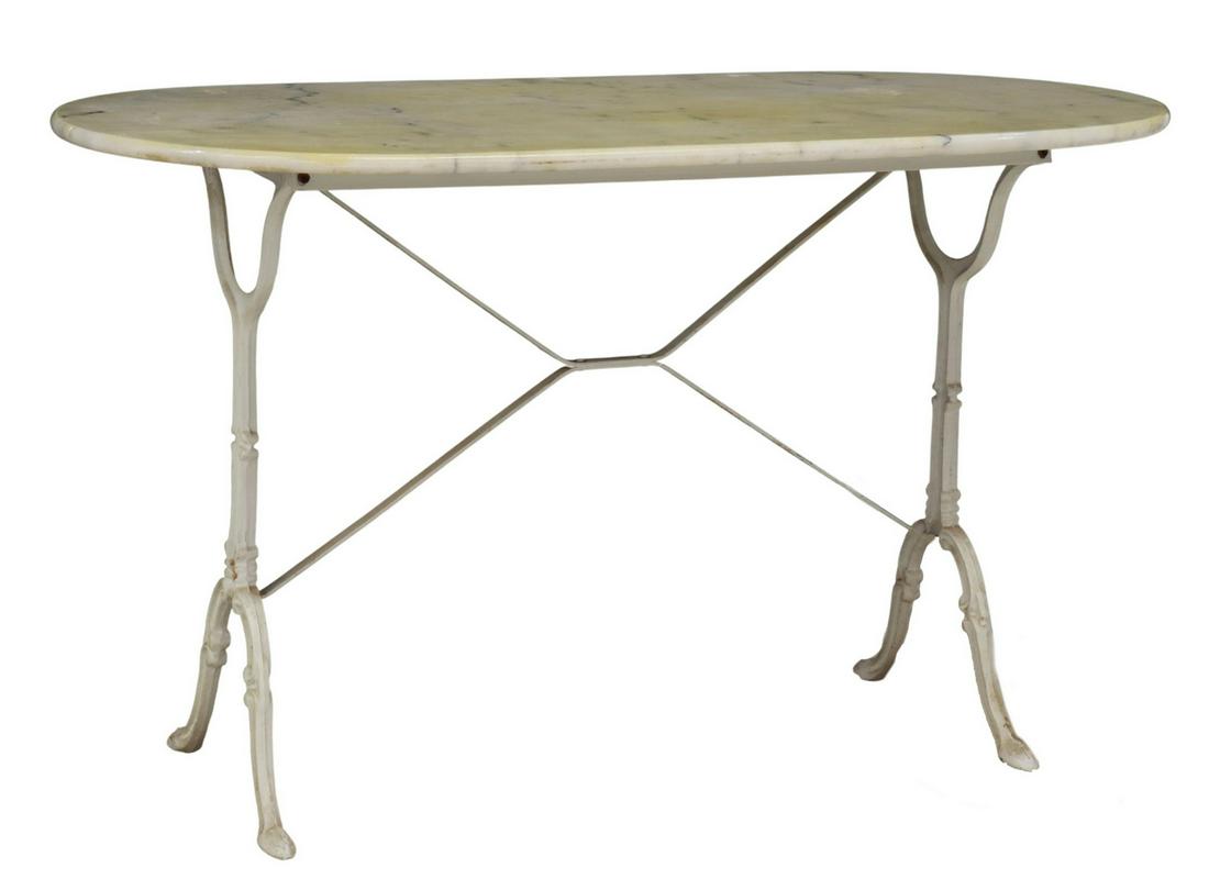 FRENCH MARBLE-TOP CAST IRON BISTRO TABLE (1 of 3)