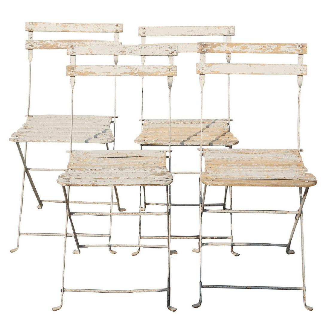 (4) FRENCH IRON & WOOD FOLDING BISTRO CHAIRS (1 of 3)
