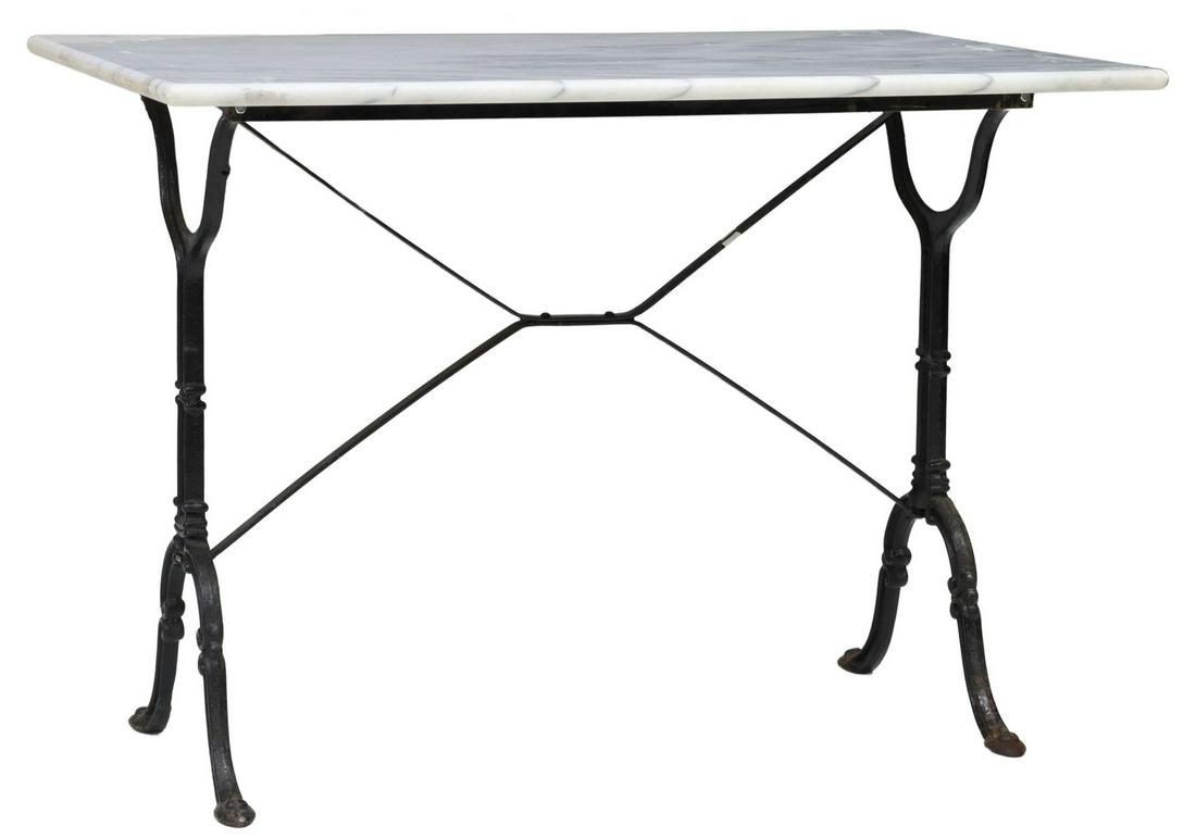 FRENCH MARBLE-TOP CAST IRON BISTRO TABLE (1 of 4)